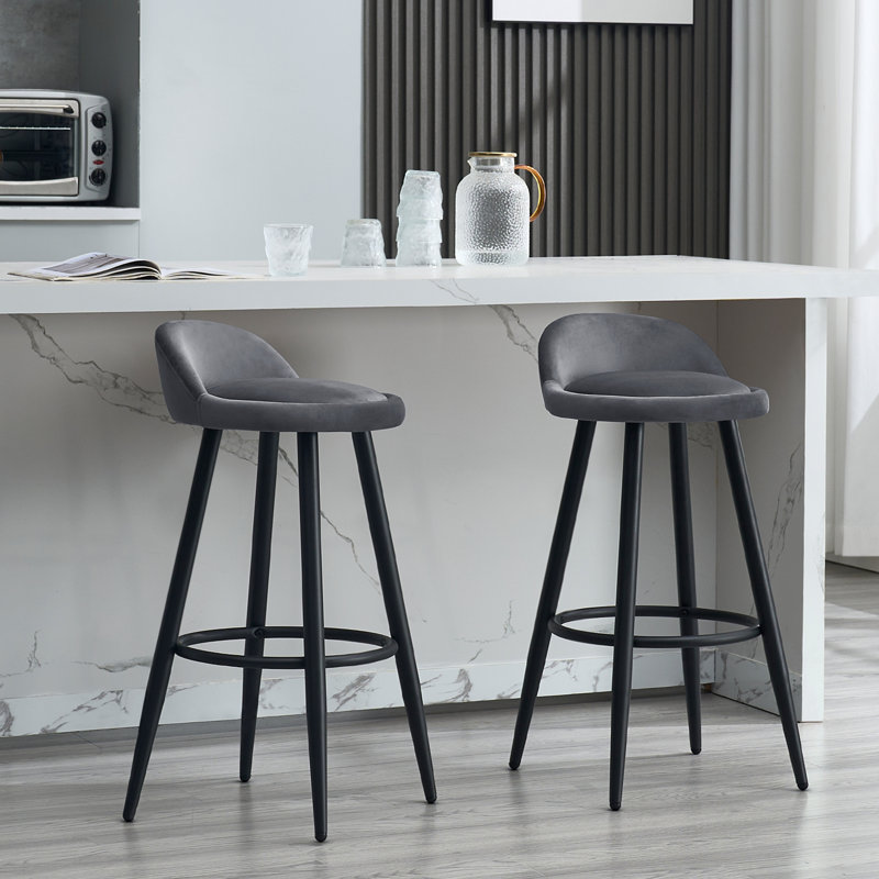 Askern Upholstered Counter Stool, Dark Grey, 2