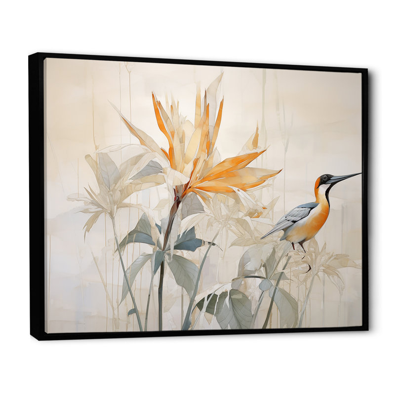Minimalisme, oiseaux du paradis, fleurs, impression sur toile, Noir, H 12 po x l 20 po x P 1 po
