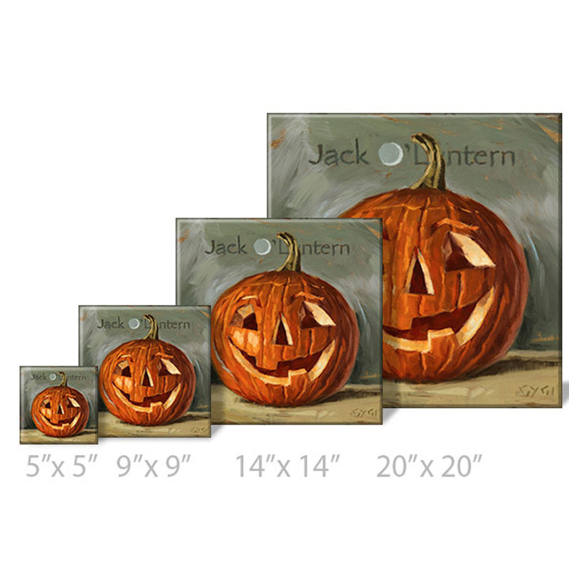Jack O'lantern, estampe numérique sur toile tendue, H 20 po x l 20 po x P 1 po