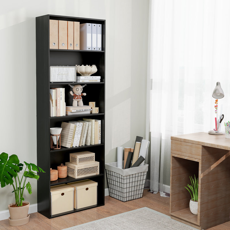 2PCS 70'' all 6-Tier Bookcase w/ 6 Open Shelves Anti-Toppling Kits Living Room, Black