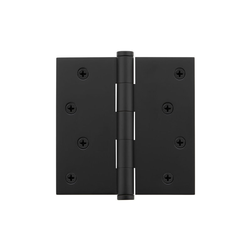 4'' x 4'' Brass Butt Bearing Hinge, Satin Black
