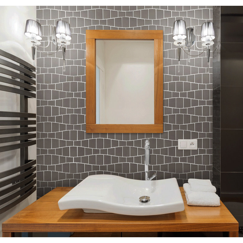 Glass Grid Mosaic Tile, Smoke Gloss