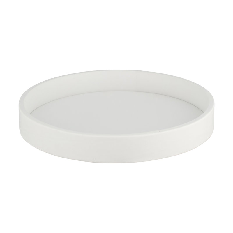 Carntall Faux Leather Rectangular Tray, White