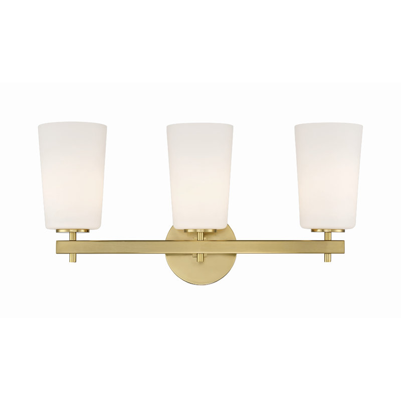 3 - Light Dimmable Vanity Light, Aged Brass