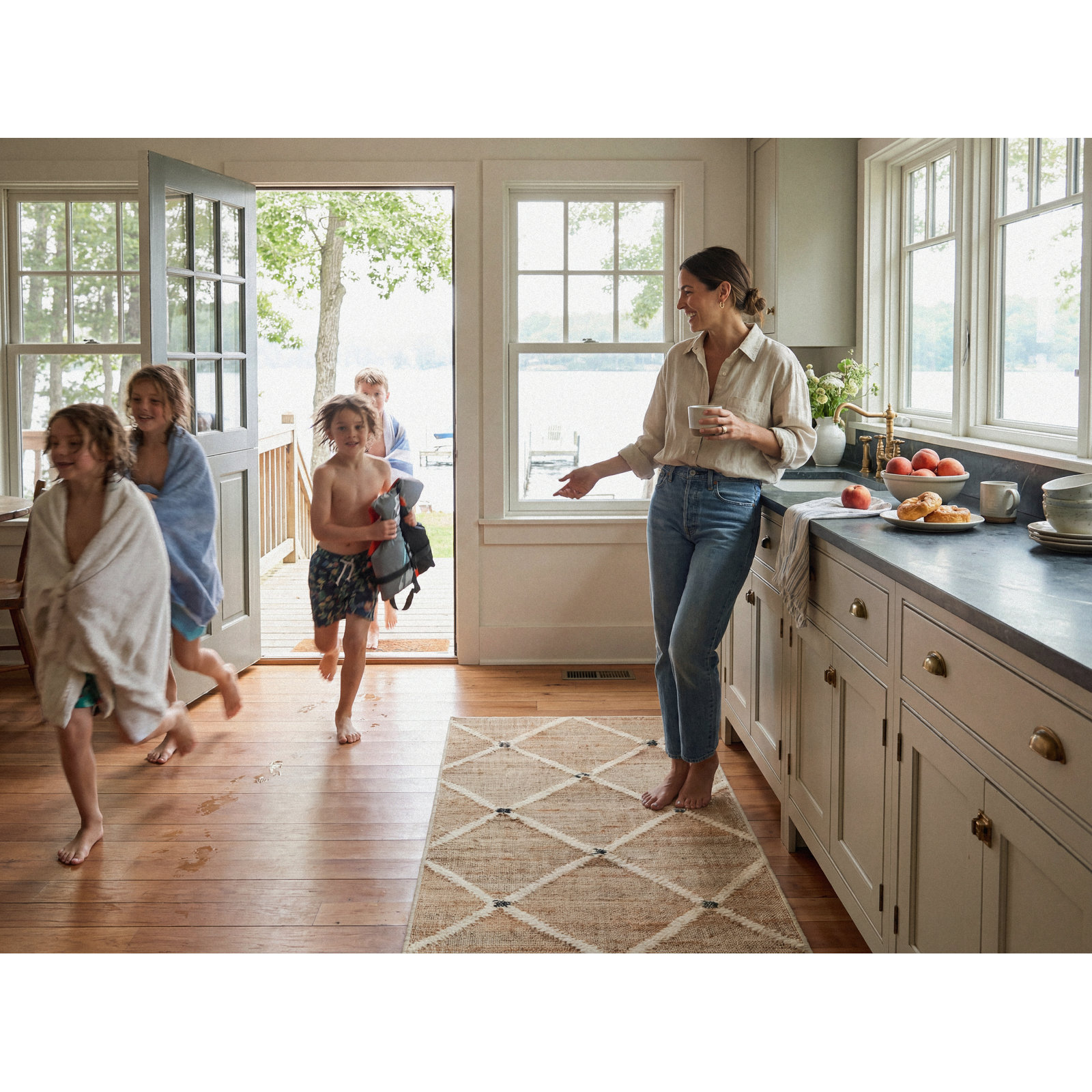 Kali Natural Machine Printed Washable Rug, Runner 2'6" x 8'