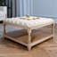 Grandes tables basses carrées de 33 pouces avec repose-pieds carré pour le salon, repose-pieds capitonné en lin avec tablette de rangement et pieds solides pour le bureau
