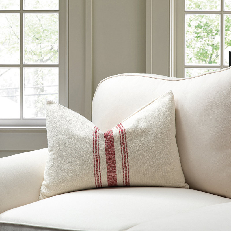 Lombaire en mélange de coton Lemanski, Rouge, Housse de coussin seulement - pas de coussin