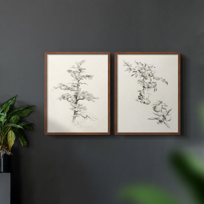 Vintage  Sketch XIII  -Framed Giclee Print - Set of 2