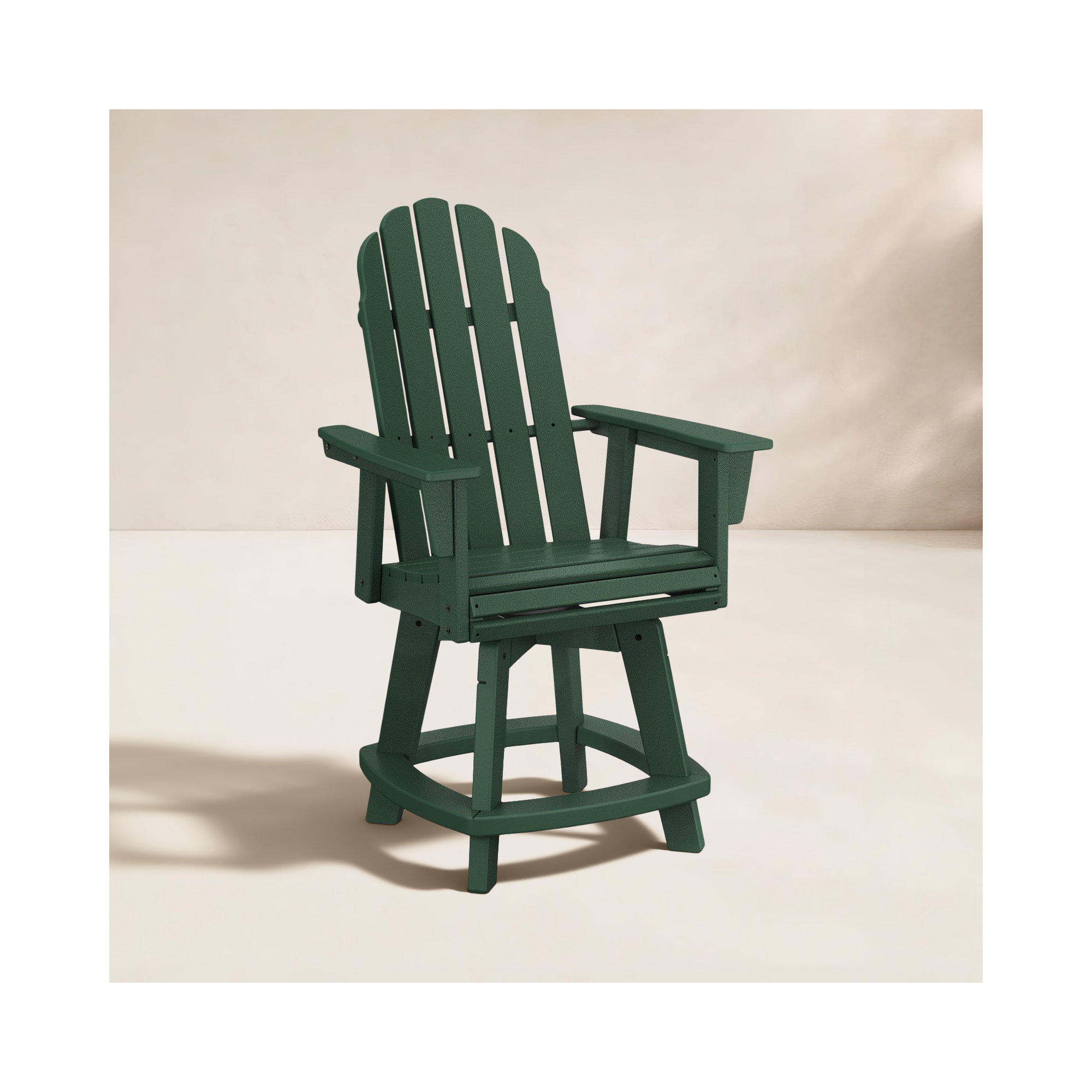 Vineyard Curveback Adirondack Swivel Counter Chair, Green