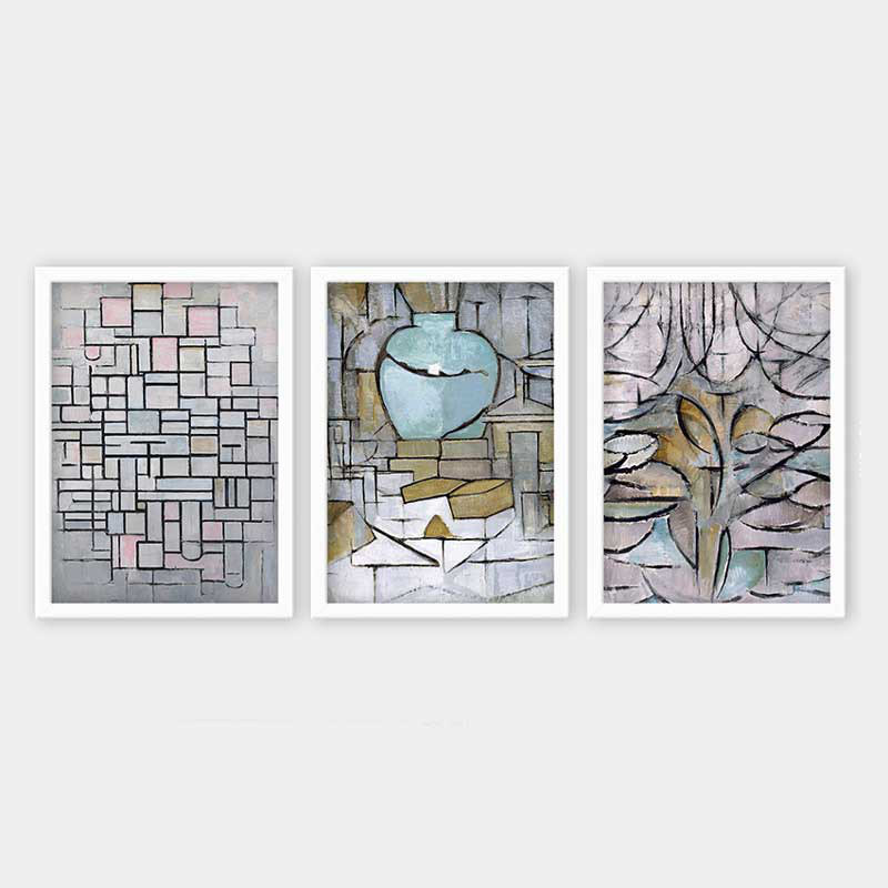 Superbe ensemble de peintures décoratives encadrées (3 pièces) de 21,7 po x 29,5 po chacune | Cadre 100% bois avec polystyrène de 0,8 pouce | Impression numérique UV | Parfait pour la décoration murale de salon, de bureau et de galerie