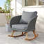 Chaise berçante contemporaine grise de 29,5 po, coussins de haute qualité, bois, pour les espaces intérieurs et extérieurs, patio, balcon, salon, chaise avec éléments de bord de mer-2109400712-2109400714