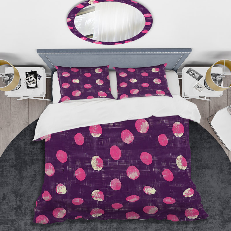 Ensemble de housse de couette Magenta Glam Polka Dots II - Glam, Housse de couette simple + 2 taies décoratives st