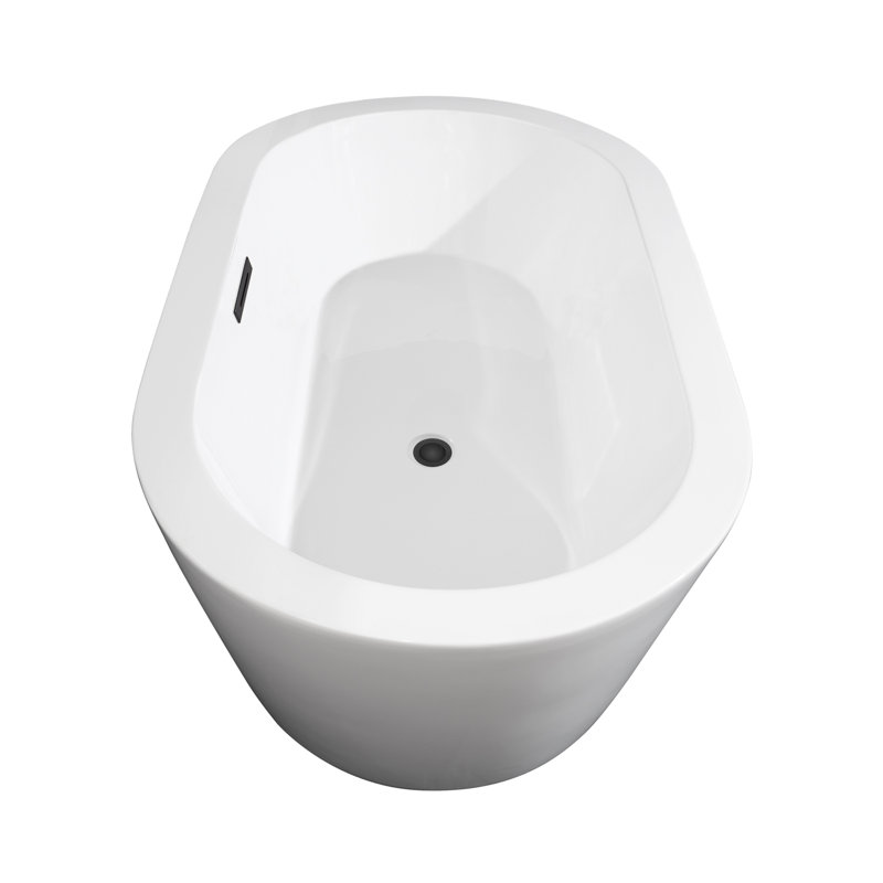 Mermaid 60'' White Acrylic Freestanding Bathtub with Matte Black Trim