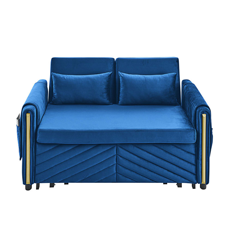 Canapé-lit en velours 55,1 po Tanijah, Velours bleu marine