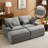75" Corduroy Chaise Loveseat with 2 Flip-top Ottomans-1358832367