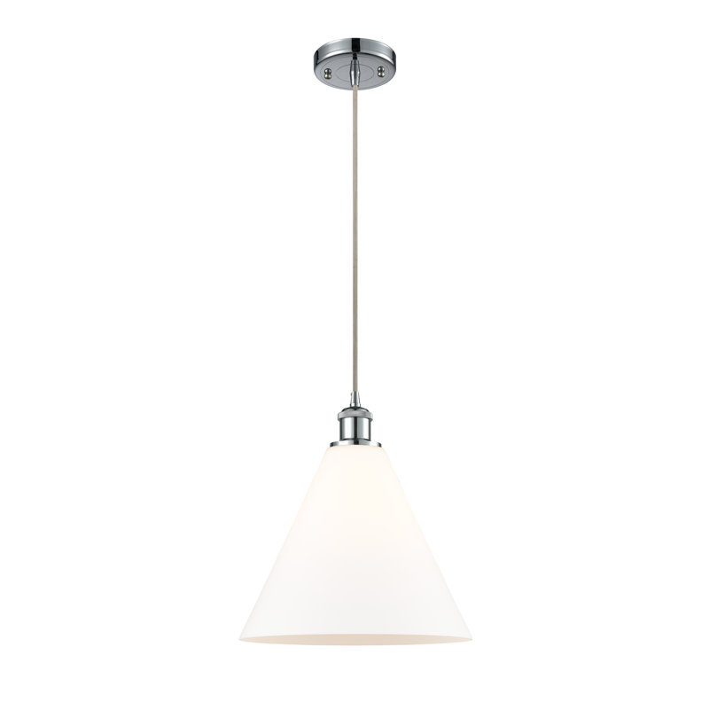 Luminaire suspendu conique à 1 lumière, Chrome poli