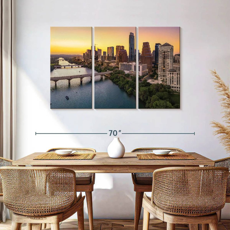 Skyline de Sirci Austin au crépuscule, H 36 po x l 57 po