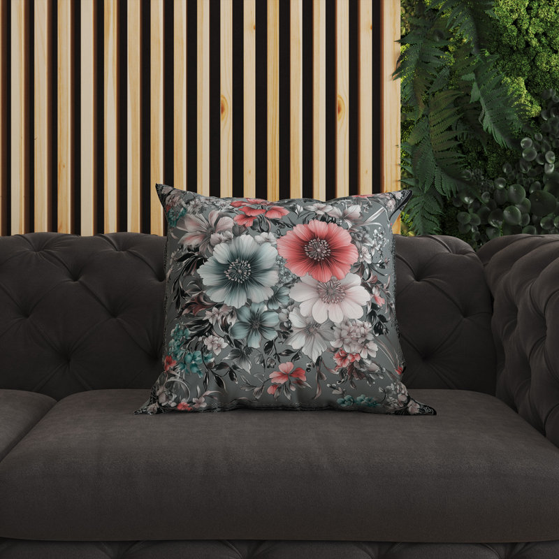 Enchanted Petalfall Indoor/Outdoor 20x20, Square 20", Gray/Rose