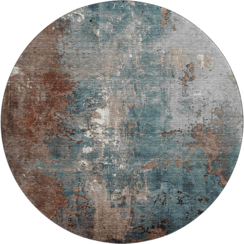 Premium Machine Washable Medena AMF1870 Abstract Rug, Round 8'