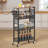 4-Tier Slim Storage Kitchen Cart With Wheels, Mobile Utility Cart With Wooden Tabletop And Mesh Baskets