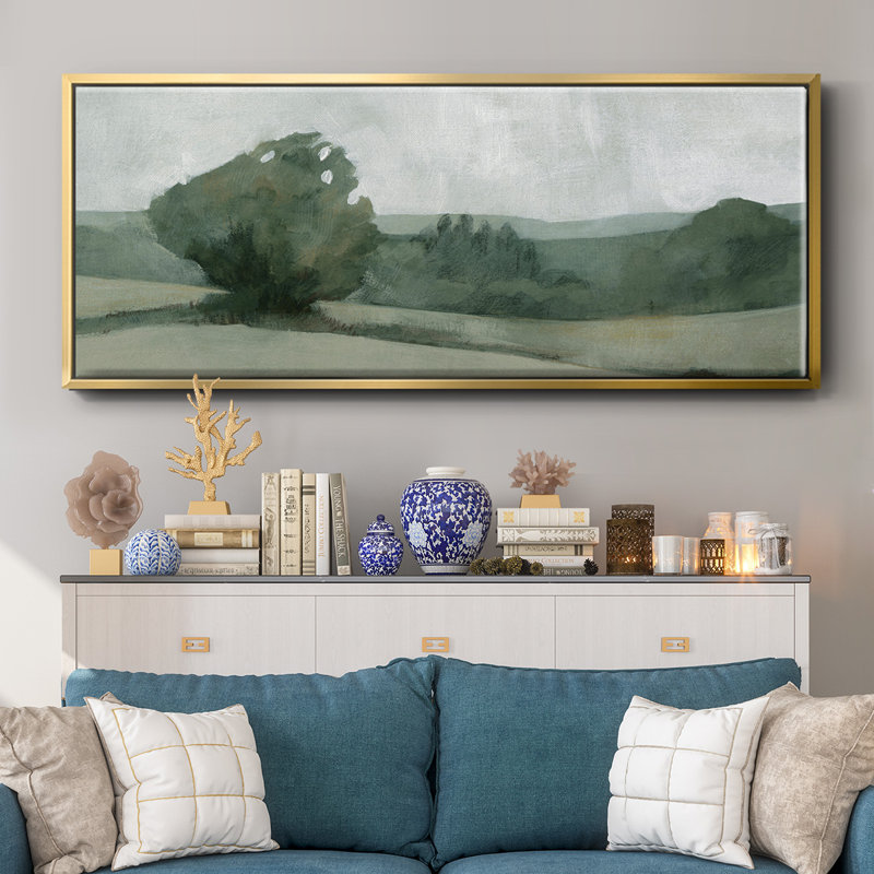 «Soft Green Landscape I», toile encadrée, H 8 po x l 20 po