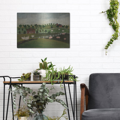 Red Barrel Studio® «A Day At The Farm 1» par David Carter, art mural en métal brun