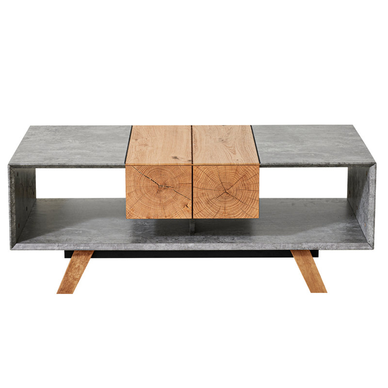 Pedestal 43" W Rectangular Coffee Table with Two Storage Drawers
