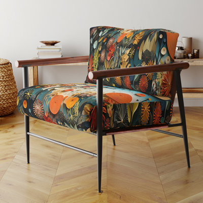 Fauteuil d'appoint orange en velours orange Mid Century Natures Harmony III