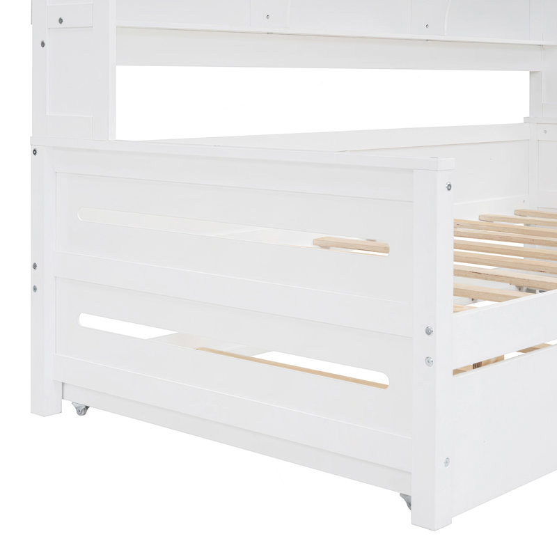 Lit de jour simple avec lit gigogne simple, armoire et tablette tout-en-un, lit de jour moderne, Blanc