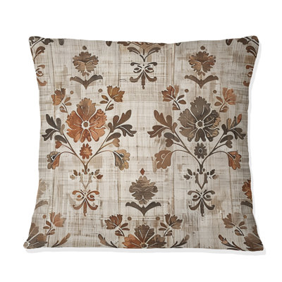 Beige Black Rustic Charm Florals II - Farmhouse Pillow