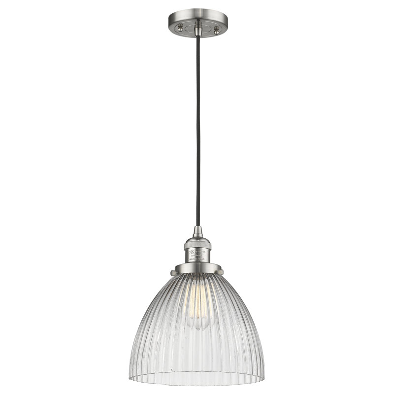 Vintage Brushed Satin Nickel Mini Pendant with Glass Bowl
