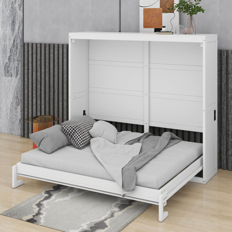 Lit escamotable double, Lit double, Blanc