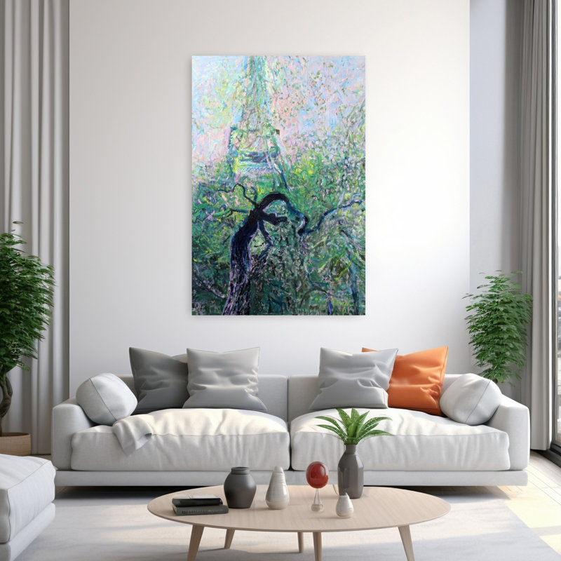 Art contemporain, paysage urbain abstrait et impressionniste, paysage urbain, H 60 po x l 40 po