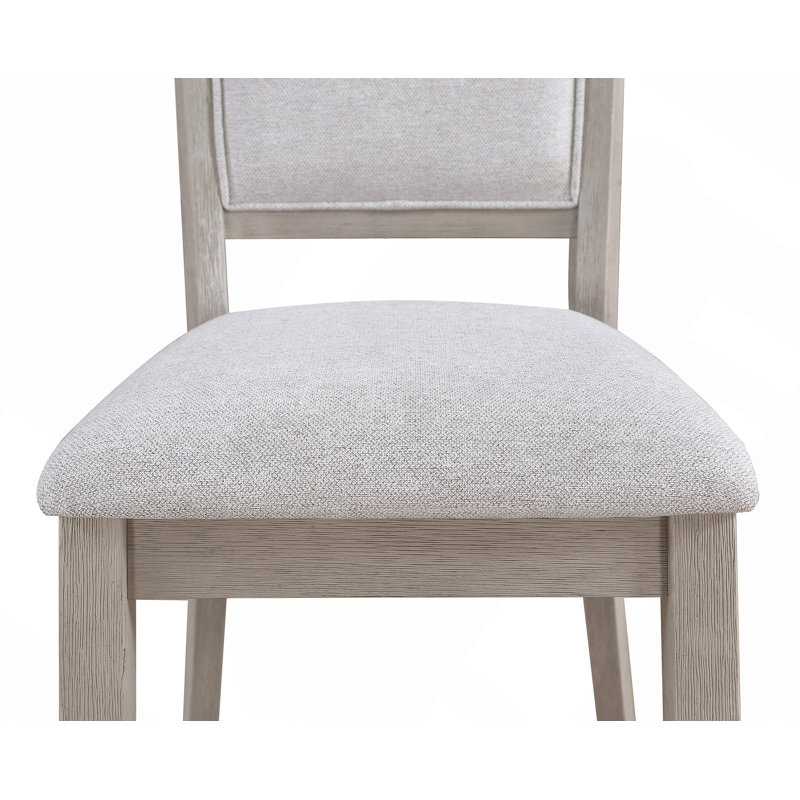 5 pièces ensemble de salle à manger table ronde chaises rembourrées meubles de salle à manger en bois finition bois de grève beige