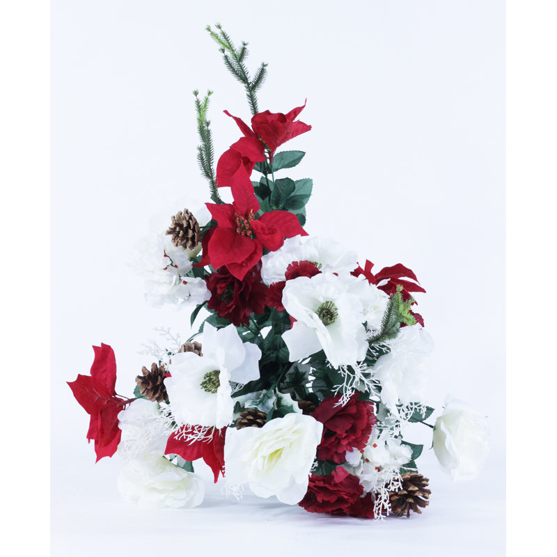 Bouquet de houx, poinsettia, tige et jets