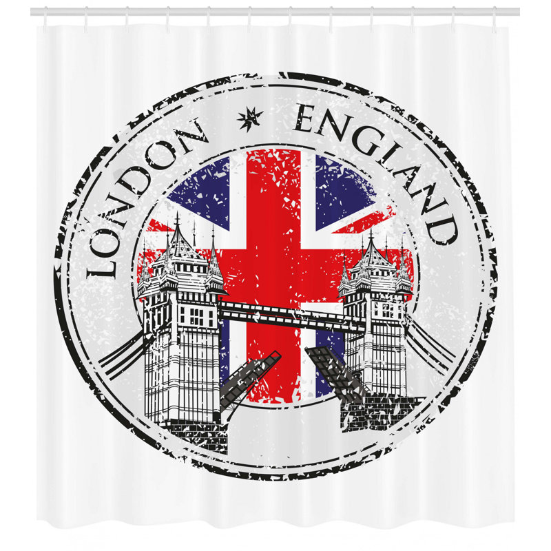 Rideau de douche à timbre simple london england grunge, H 75 po x l 69 po