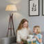 Lampe trépied Mid-Century en bambou avec plateau latéral-191374285
