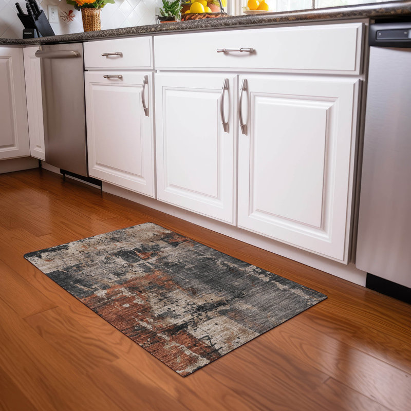 Tapis taupe Xhevrie intérieur / extérieur lavable à la machine, Rectangle 1 pi 8 po x 2 pi 6 po