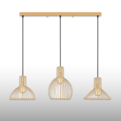 Luminaire suspendu pour îlot de cuisine 3 lumières à hauteur réglable