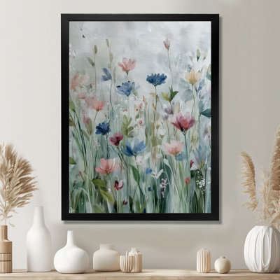 Green Blue Wildflower Meadows - Wildflowers Wall Art, Green Floral Canvas Print