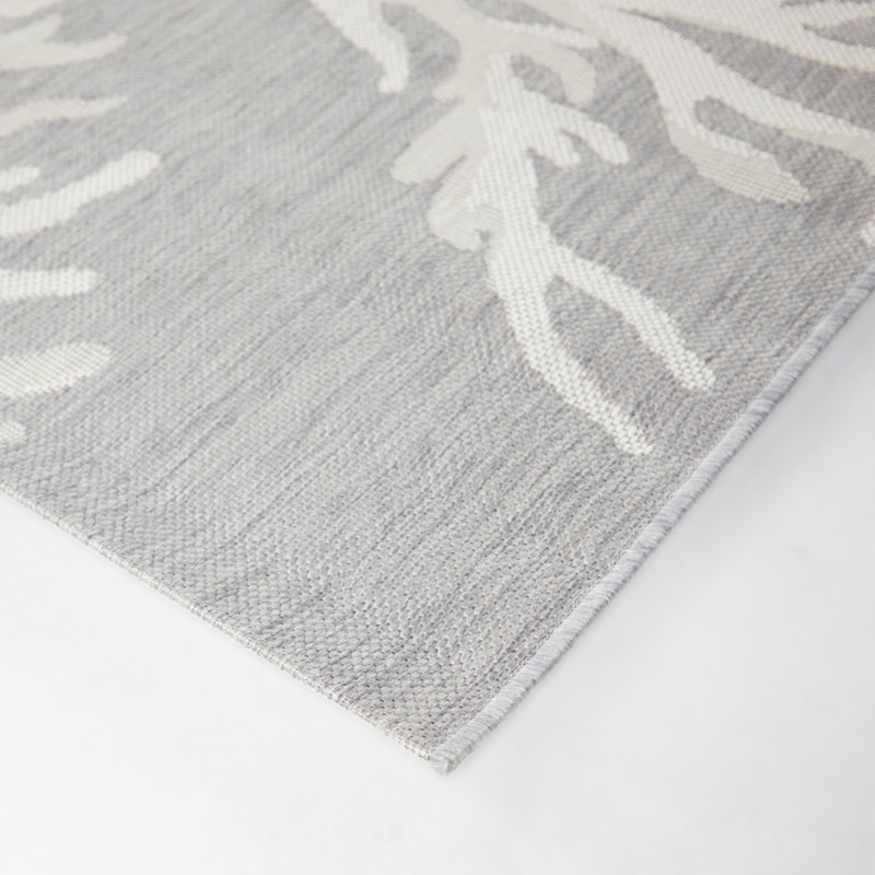 Tapis intérieur / extérieur gris Minnich, Rectangle 5 pi 3 po x 7 pi