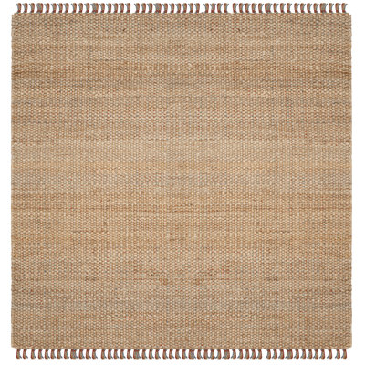 Tapis de couleur unie en jute naturel tissé à la main Debroh