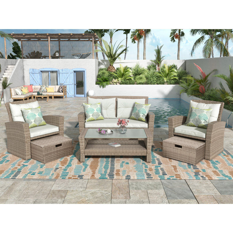 Ensemble de mobilier de patio en U, Tissu beige