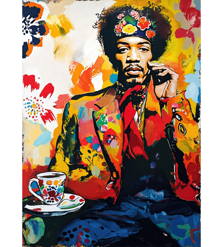 Hendrix, estampe numérique sur toile tendue avec châssis, H 24 po x l 20 po