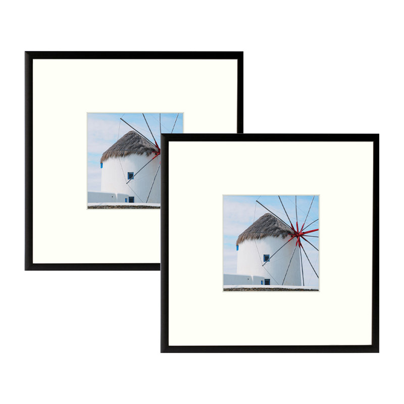 Cadre photo Drennon, Noir, 8 po x 8 po emmêlé à 4 po x 4 po