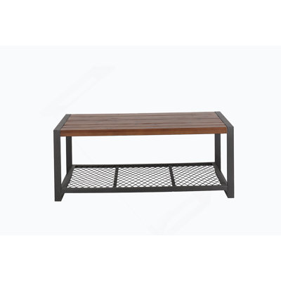 Rectangular Coffee Table With Solid Wood Table Topand Shelf