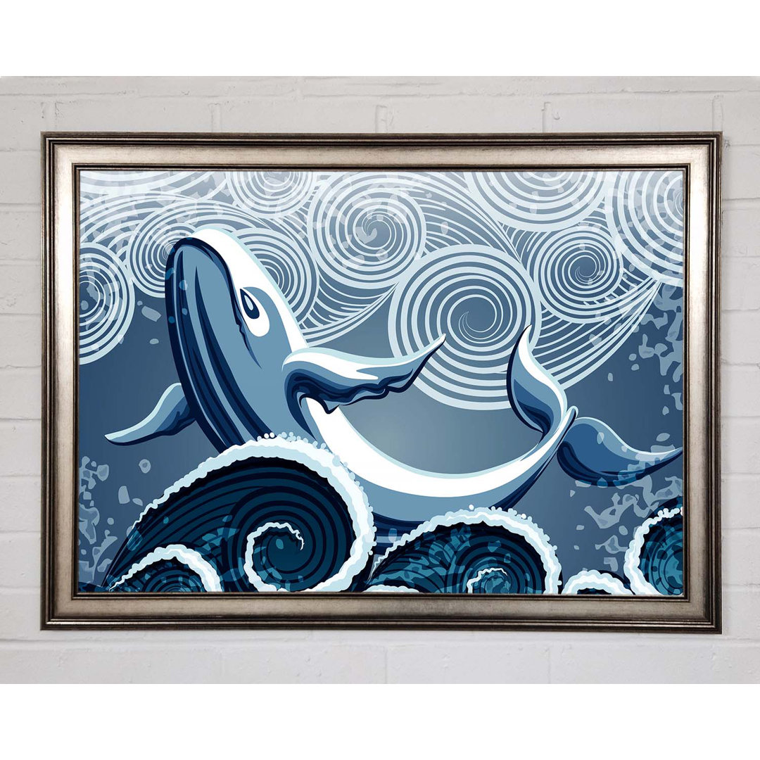 Whale Wave Gerahmter Druck Wandkunst