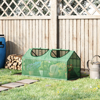 Petite serre portative de 4 pi x 2 pi avec housse en PE et fenêtres enroulables, pour l'entretien du jardin intérieur et extérieur, protège du vent froid, retient la chaleur, protège, structure en acier robuste, résistant au vent, assemblage