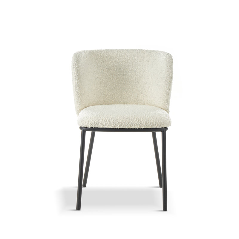 Dubhgal Upholstered Dining Chair, White-Boucle