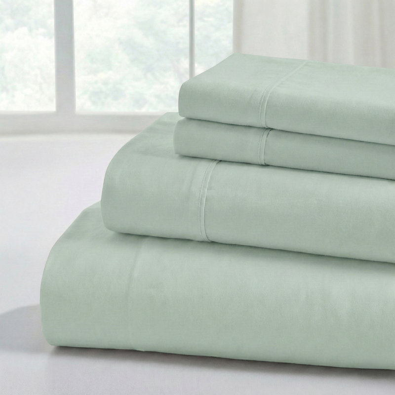 Modern Threads 4-Piece Ultra Soft Microfiber Sheet Set with Deep Pockets in Solids & Prints, Sea Green